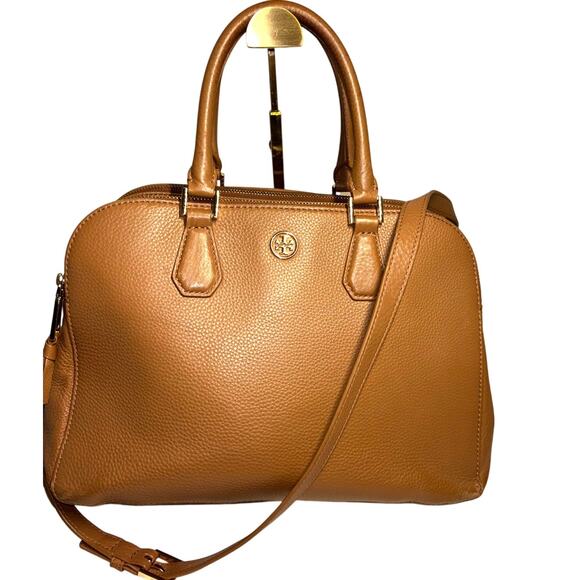 Tory Burch Brown Leather Satchel with Adjustable Strap - Picture 1 of 7